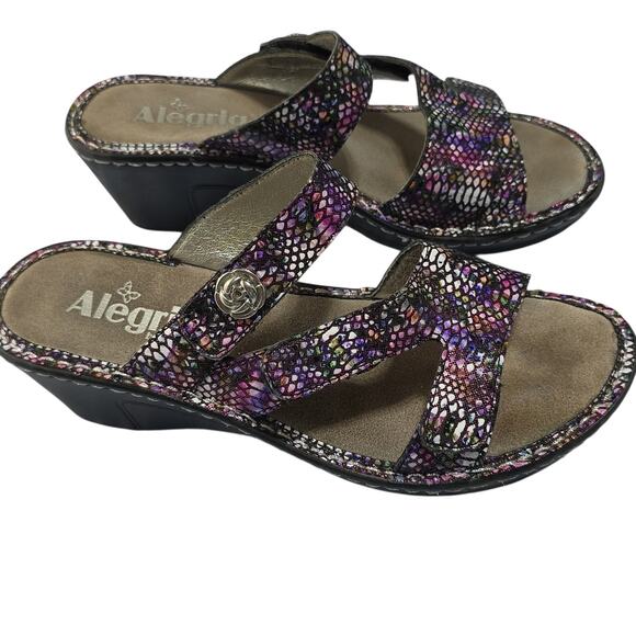 Alegria Loti Funtastic Women's Sz 6 Wedge Comfort Sandals Multicolor Leather - Picture 1 of 13